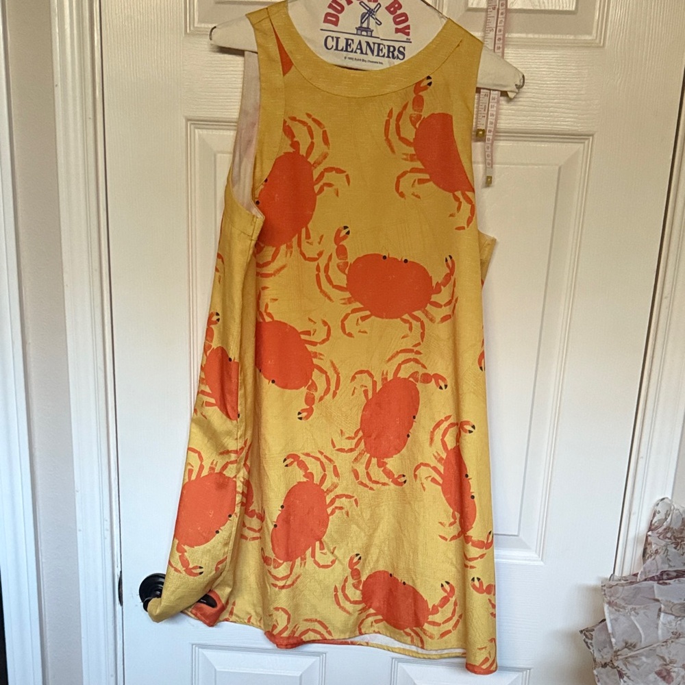 Yellow Dress with Orange Crab Print